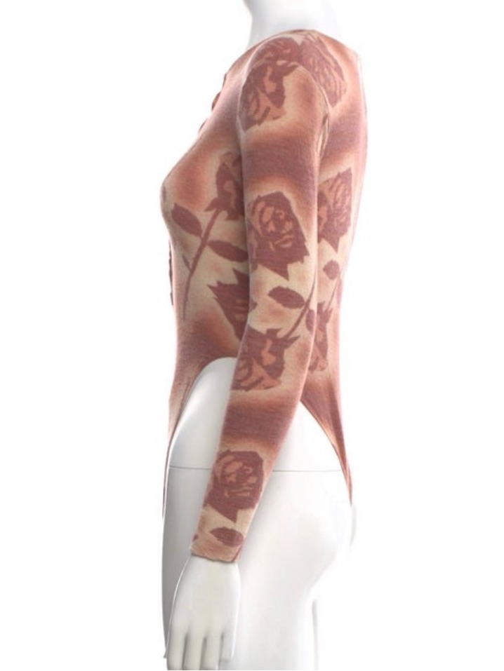 Like New Miaou Brown And Cream Floral Henley Bodysuit — image 7 of 7